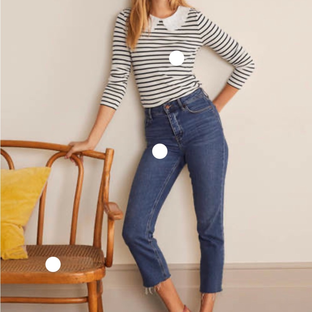 Boden Peter Pan Blouse | Color: Navy/White | Size: US 12|